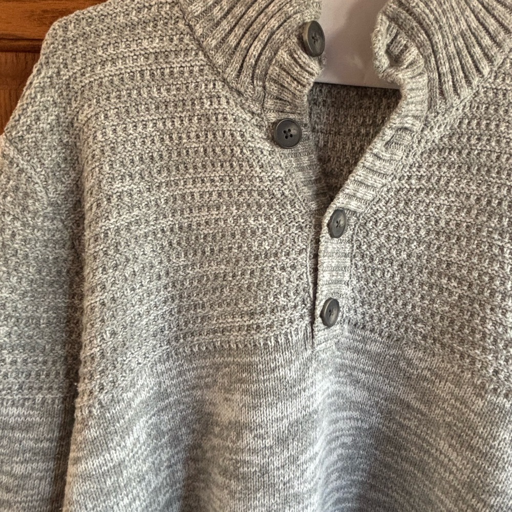 Men's Gray Button-Up Sweater - Picture 2 of 8